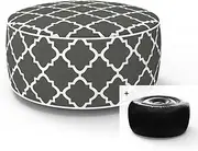 Inflatable Footstool Ottoman Grey Geometry Round 53x23 cm Patio Foot Stools and Ottomans Portable Footrest