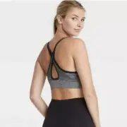 Womens Sports Bra Size XS All In Motion Gray Low Support Open Work Seamless