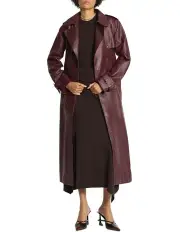 [Sass & Bide] Plot Point Leather Trench in Dark Cherry