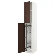 METOD high cabinet with cleaning interior, white/Sinarp brown, 40x60x240 cm