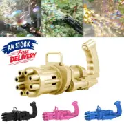 Kids Automatic Gatling Bubble Gun Toys Summer Soap Water Bubble Machine 2-in-1