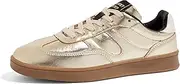 [LUCKY STEP] Women's Retro Fashion Sneakers Classic Casual Walking Shoes Non Slip Comfort Skate Shoes, Gold, 10