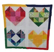 New Handmade Patchwork Quilt Top 27" x 27" "My 4 Hearts."