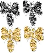 Operitacx 4pcs Bee Rhinestone Decorative Patches Sparkling Crystal Iron Appliques for Clothes Shoes Bags Quick Iron Versatile DIY Crafts Designs