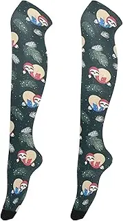 [Caihoyu] Women'S Over-Knee Stockings Fashion Crazy Long Knee-High Socks Over Knee Thigh High Socks for Cosplay Cute Animal Cartoon Sleeping Merry Christmas, Cute Animal Cartoon Sleeping Merry Christmas