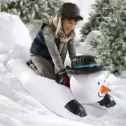 107cm Winter Snow Sled Ring w/ Handle PVC Inflatable Snowman Skiing Circle UK