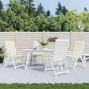 Garden Chair Cushions Cream Set of 4, Patio Furniture Seat Pillows, Highback, Outdoor Chairs, Water Repellent, 120x50x3 cm