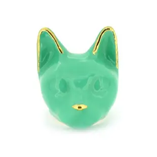 Emerald Cat Ring MurMurMarch Pastel Green Enamel Cat ring Statement ring Arts