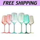 Festive 12 oz Crystal Wine Glass Set of 6 - Ideal for Mother's Day Celebrations