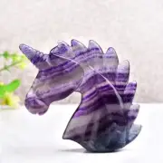 1pc 2" Natural fluorite quartz Hand Carved unicorn skull crystal healing