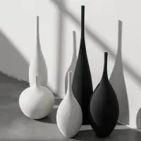 在飛比找momo購物網優惠-【JEN】現代創意手工陶瓷花瓶桌面擺飾居家裝飾花器工藝品(白