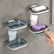 Wall Mounted Double Layer Soap Dish PunchFree Not Draining Soap Holder Bathroom