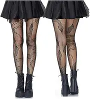 [Pryon] 2 PCS Snake Tights, Patterned Fishnet Tight for Women, Black Fish Net Tights Womens Size, Flawless Attractive Design Fishnets for Halloween Costumes, Cosplay, Gothic Outfits, and Party Wear
