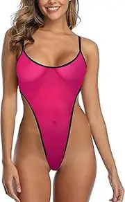 [KiRYu] SHERRYLO See Through One Piece Swimsuit High Cut Micro Monokini Bikini Mini Mesh Transparent Bathing Suit