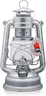 Feuerhand Outdoor Hurricane Oil Lantern 276 Silver - German-Made Since 1893, Paraffin Lamp with Galvanized Steel, Rust-Resistant, Kerosene Lantern, 300ml Tank 20 Hour Burn, Safe Hanging or Table Use