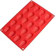 Madeleine Cake Tin Cake Mould Tray Silicone Dessert Bakeware Madeleine Tray Non Stick Tool Madeline Tins for Baking - Red 20 Holes-
