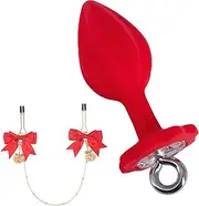 Luxury Base Butt Plug Silicone Massage Butt Plug with Couples Pleasure Training Adjustable Nipple Clamp Anal Sex Toy