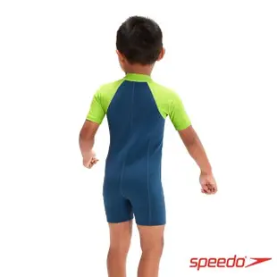 【SPEEDO】幼童 連身式防寒泳衣(藍/綠)