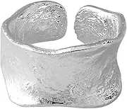 [HUASAI] Gold Chunky Rings for Women Statement Rings Wide Band Irregular Band Rings Stackable Open Ring Jewelry for Women Girls