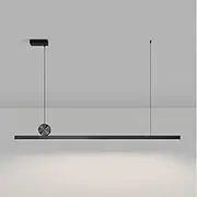 TONFON Ultra-Thin Long Strip Chandelier Aluminum Linear Pendant Light with Black Finish, Modern LED Hanging Light for Kitchen Island Living Room Bedroom Bedside Dining Room Hallway Ceiling Light Fixtu