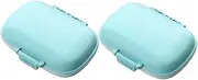 SEWOART Portable Travel Pill Box Holder Weekly Medicine Dispenser with Compartments Food Grade Straw Storage Case Blue for Vitamins Daily Medication