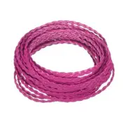 Braided Leather Cord, 5.5 Yards 5mm Flat Craft Leather String, Rose Red