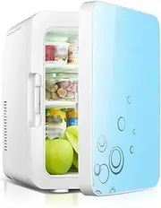10L Mini Fridge For Bedroom Portable Small Refrigerator Food Heater Beverage Cooler Electric Reefer AC+DC Power Compatibility Tabletop Fridge For Small Space Office, Home, Car(Blue)