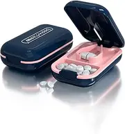 Small Pill Cutter, Pill Splitter Pill Cutter for Small or Large Pills, Cuts Vitamins Tablets, Portable Pretty Pill Crusher for Purse Pocket (Pill Cutter, Blue)