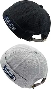[jerague] Easy Solid Retro Denim Watch Cap Sailor Beanie Leon Cuffed Hat Brimless Docker Skullcap