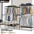 [ADJUSTABLE+HANGING ROD]Garment Rack Clothes Shoe Organizer Closet Storage Shelf