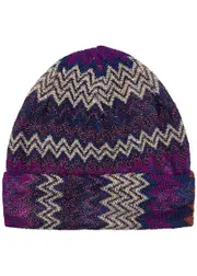 Missoni Zigzag Metallic-knit Beanie - Purple ONE SIZE