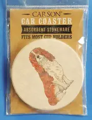 1 Car Coaster Springer Spaniel Dog Absorbent Stoneware 2-3/4" Round Carson NIP