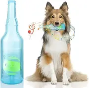 Squeaky Dog Toys, Dog Chew Toys, Bottle Puppy Toys with Tennis Ball for Small Medium Large Dog Outdoor Training Playing Chewing Dental Care Teeth Interactive (Blue, Large)