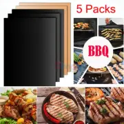 5PC Home GRILL MAT BBQ Grill Mesh Mat Non-Stick Cooking Sheet Liner Fish Camping