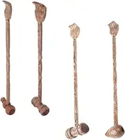 Ipetboom 4pcs Double Head Massage Hammer Back Scratcher Handheld Tool for Muscle Relaxation and Safe Wood Material with Creative Design