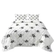 Black and White Bee Pattern Coverlet