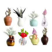 8PCS Mini Ceramic Vase Refrigerator Magnets 3D Ceramic Flower Vase Plant Vase Fridge Magnets Kitchen Office Decoration