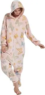 [Generic] Christmas Women's Snug Fit Zip Up One-piece Pajamas, Glow In The Dark Tie Dye Hooded Onesies Costume