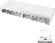 Multi Function Computer Heightening Stand with Drawer Ergonomic Desktop Monitor Riser for Eye Level Viewing Durable Design for Home Office Use Transparent Finish