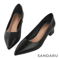 在飛比找momo購物網優惠-【SANDARU 山打努】跟鞋 簡約尖頭素面中跟鞋(黑)