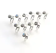 WHOLESALE 11PC 925 SOLID STERLING SILVER WHITE RAINBOW MOONSTONE RING LOT H590