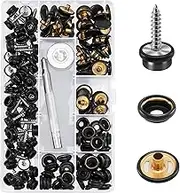 Kelife 150PCS Stainless Steel Marine Grade 3/8" Socket Canvas Snaps Kit and Upholstery Boat Cover Snap Button Fastener Tool with 2Pcs Setting Tool for Boat Cover Furniture(Black)
