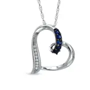 Lab-Created Blue Sapphire and Diamond Accent Looping Heart Pendant in Sterling Silver