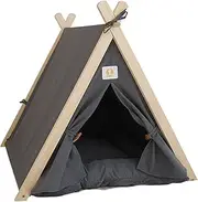 Pet Teepee Tent, Soft Large Space Pet House Portable Universal Pet Tent Bed for Dogs and Cats Grey Pet Tent Bed(Grey)