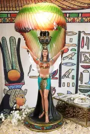 Ebros Egyptian Goddess Isis Standing W/ Open Wings Side Table Lamp Statue 18"H