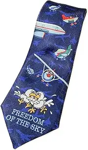 [Stonehouse Collection] Men's Airplane Necktie - Funny Airline Tie - Freedom of the Skies