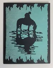 Handcrafted Card - Horse Rider Silhouette – Water Reflection - Horse Sympathy