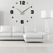Simple Digits Wall Clock Sticker Set Creative DIY Mirror Effect Acrylic Glass Decal Home Removable Decoration Black