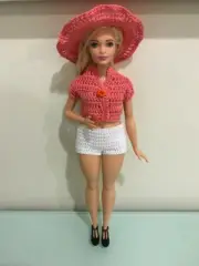 Curvy Barbie Doll Crochet Patterns Summer Jacket Shorts and Floppy Hat