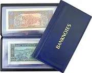 COLLECTOR ALBUM FOR BANKNOTES NOTES Banknote Album with 20 pages 8x17cm (Blue)